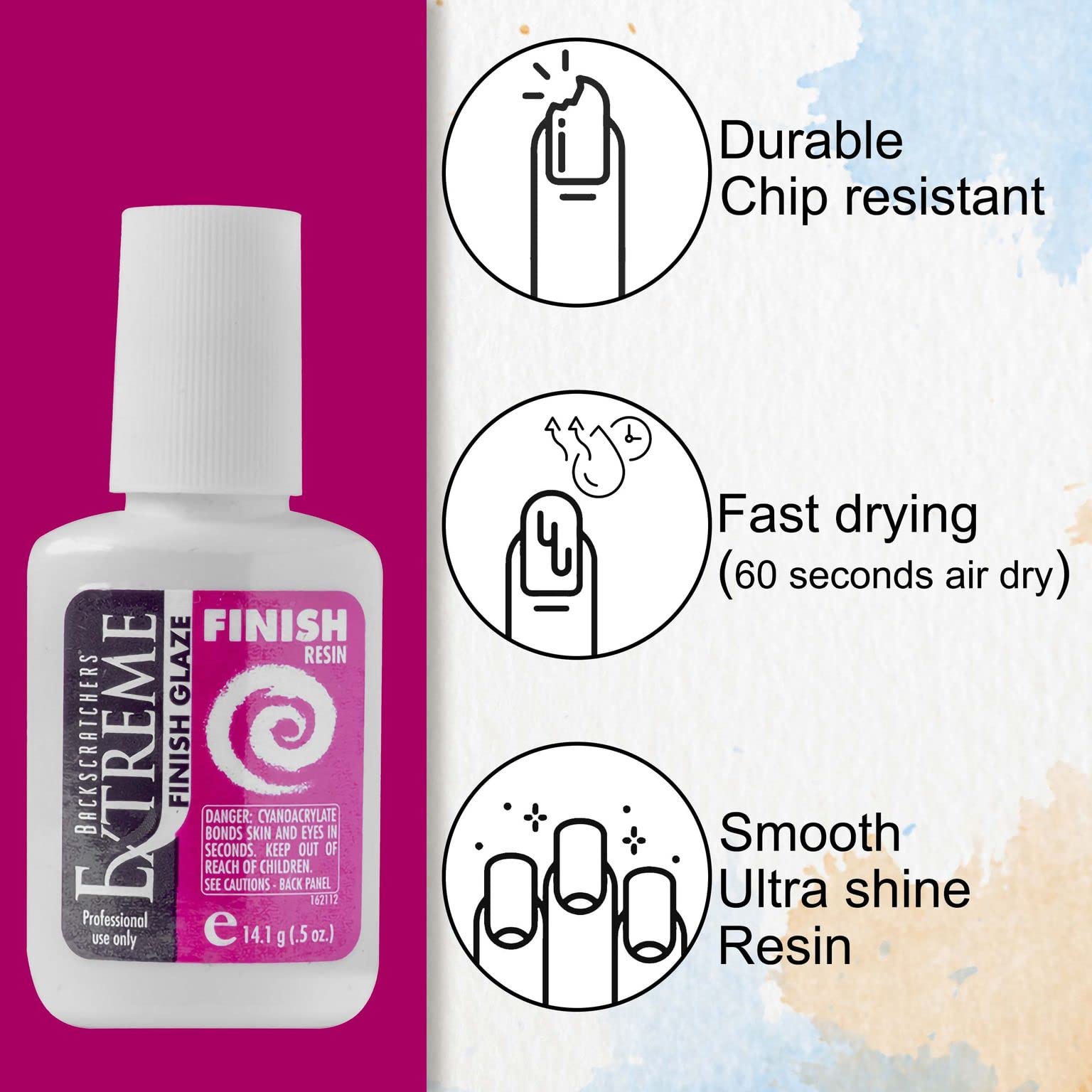Close up of Backscratchers nail resin bottle for dip systems