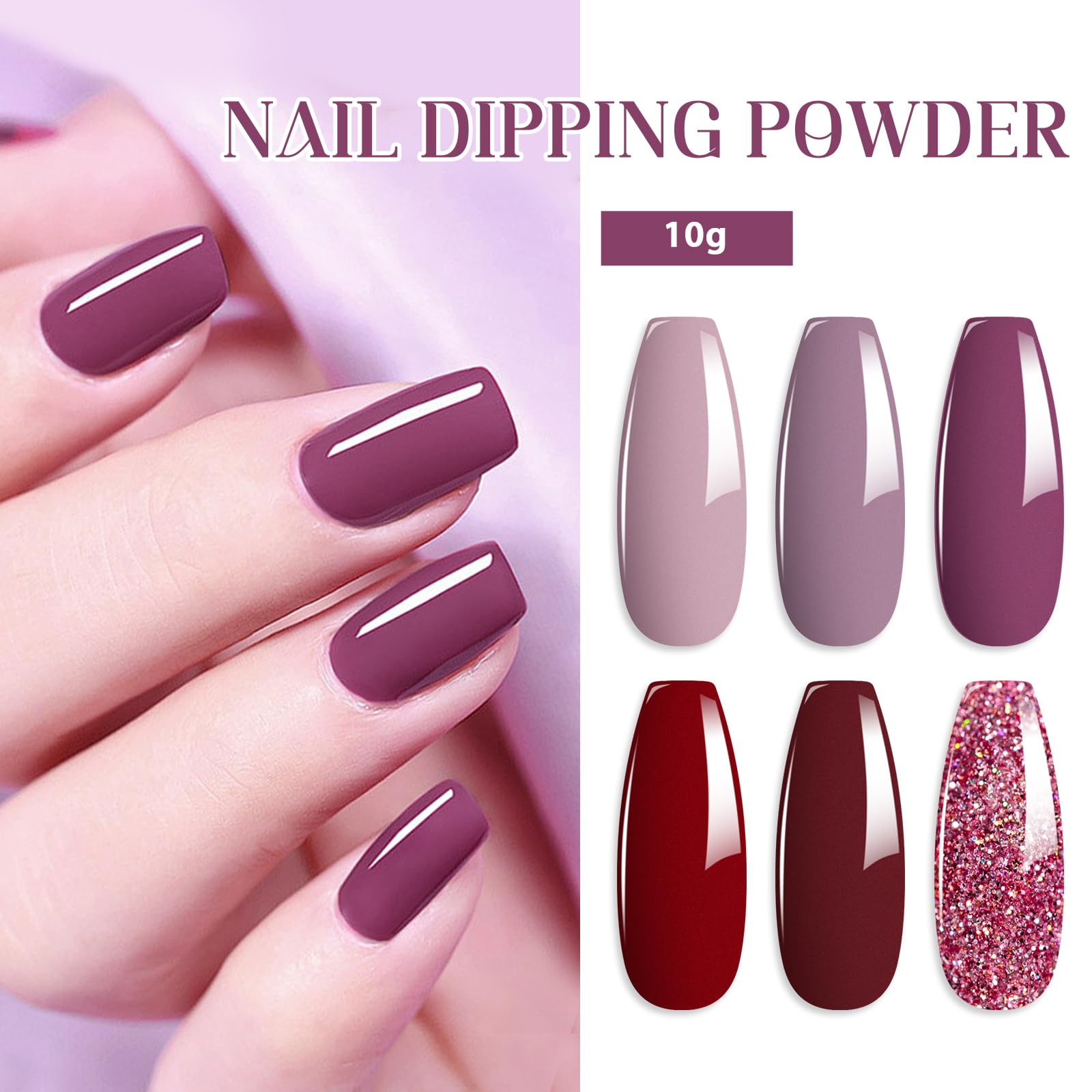 Six assorted shades of MTSSII dipping powder kit