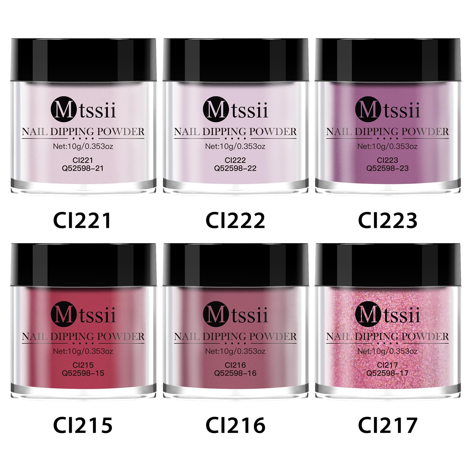Textured swatches of purple and red glitter dip powder