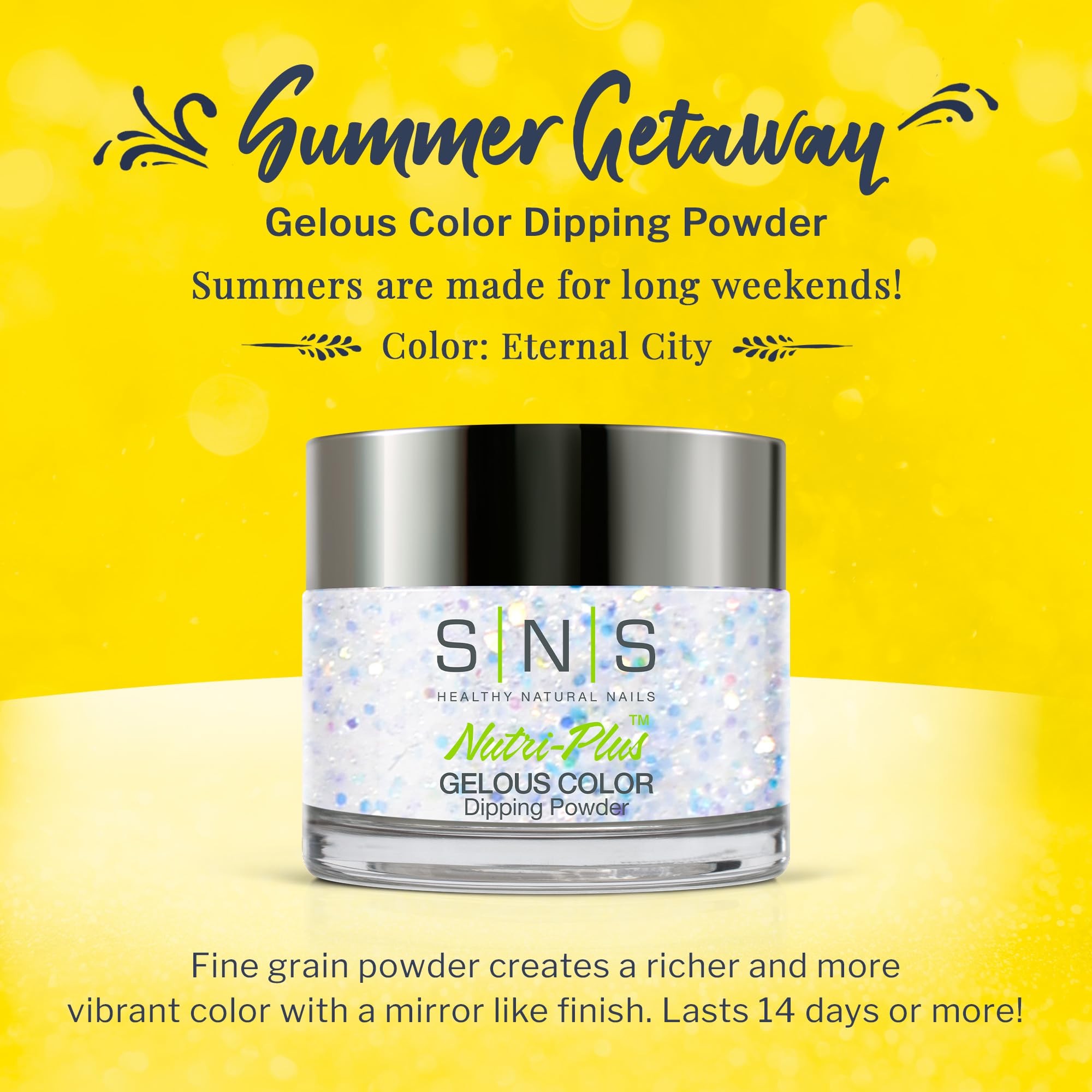 Jar of SNS Eternal City gray glitter dipping powder