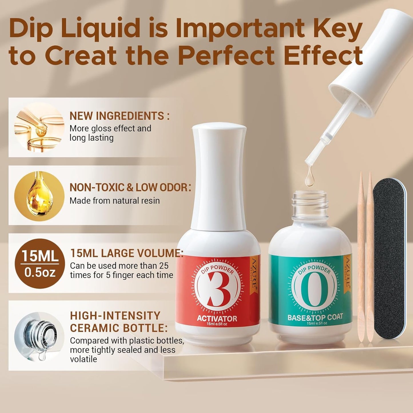 Glossy finish demonstration using the air drying no lamp needed dipping liquid activator