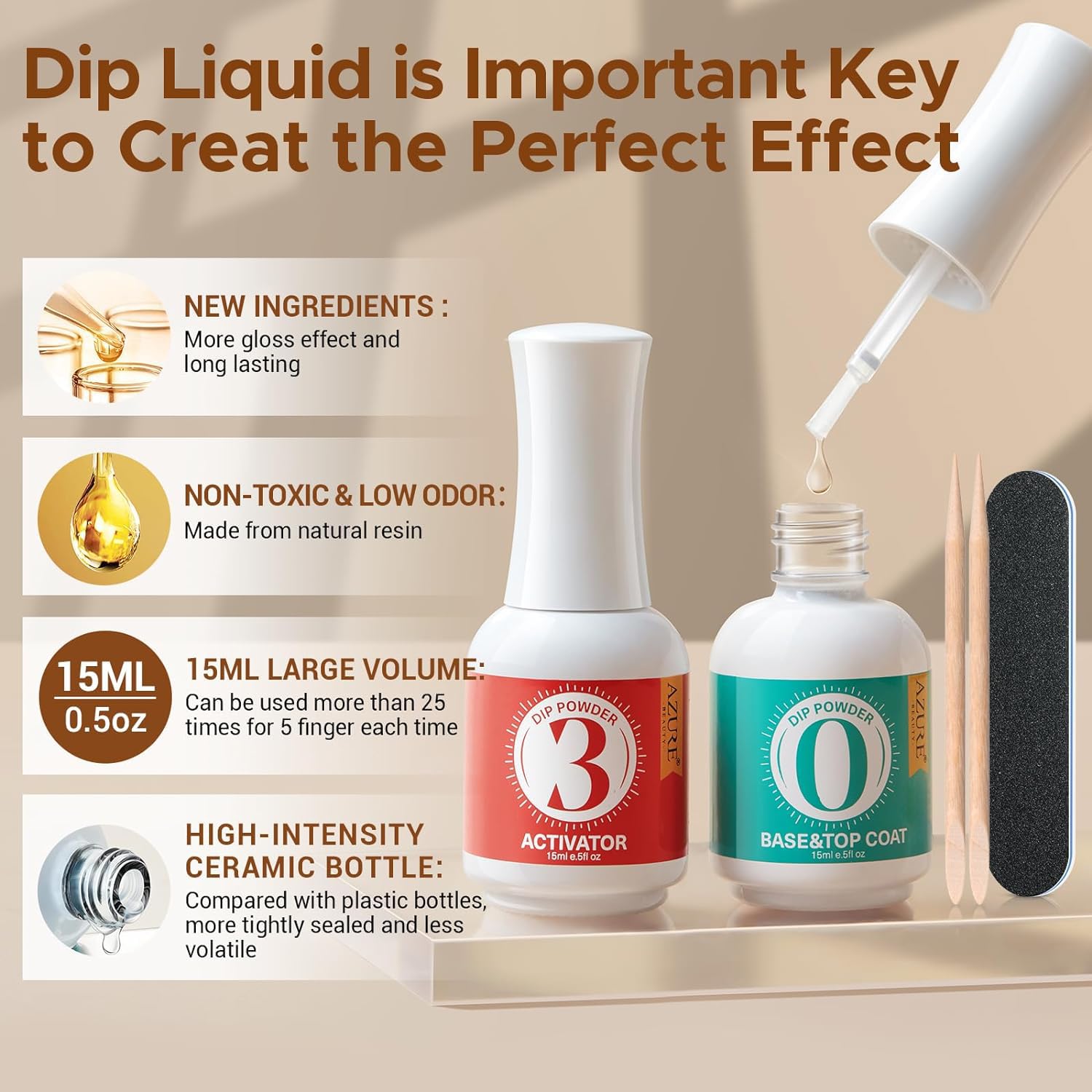Glossy finish demonstration using the air drying no lamp needed dipping liquid activator