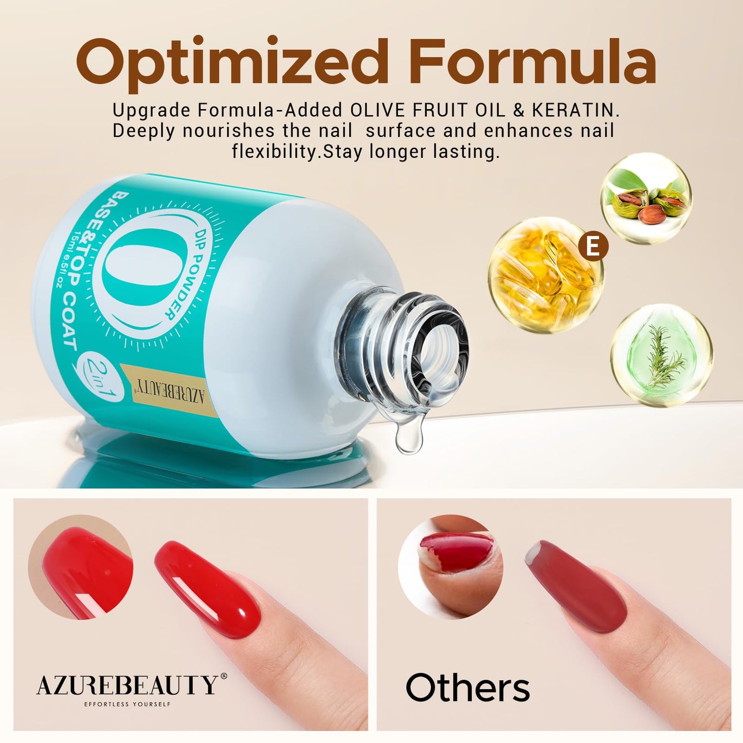 Packaging details of the fifteen milliliter bottles of professional long lasting dip nail system