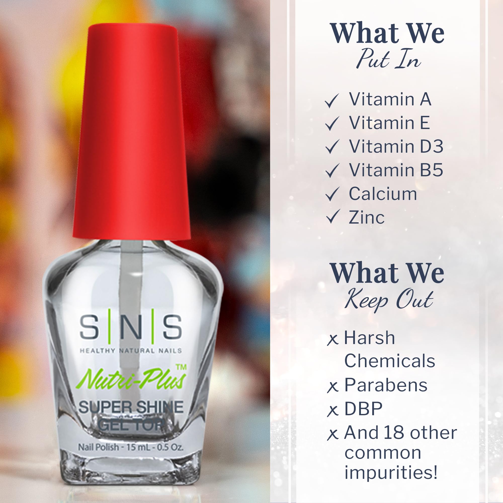 Air drying low odor nail strengthener top coat bottle by Signature Nail Systems