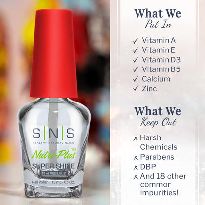 Air drying low odor nail strengthener top coat bottle by Signature Nail Systems