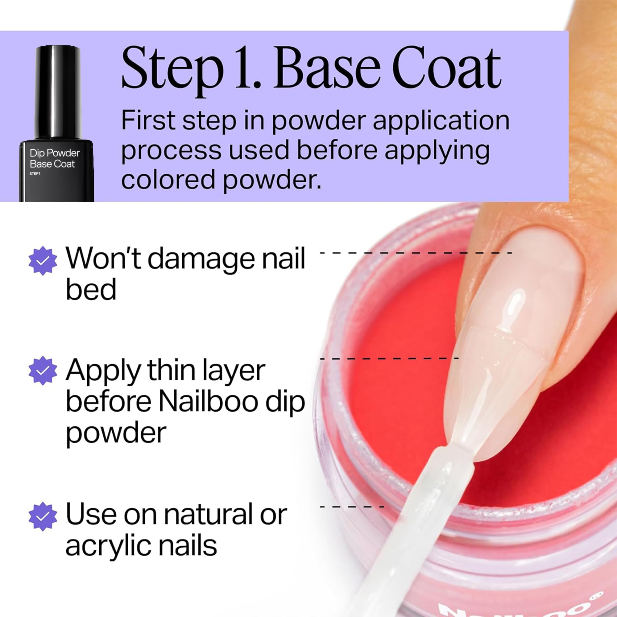 Close up look at the applicator brushes inside the Nailboo dip nail liquid bottles.