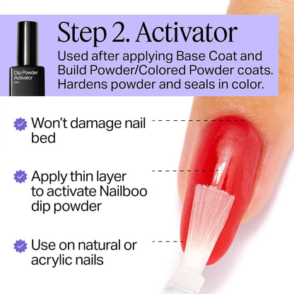 Nailboo home manicure system liquid set highlighting the air dry formula details.