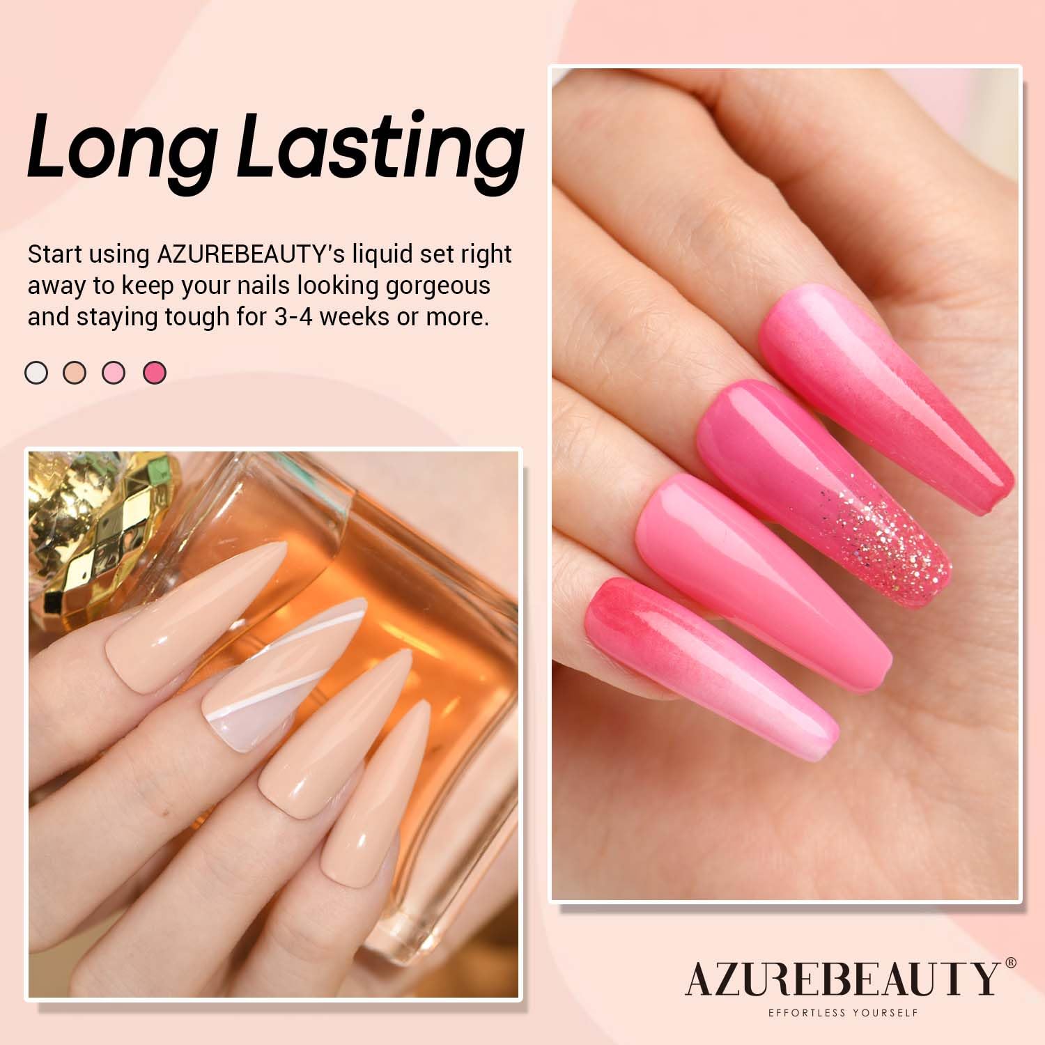 Premium ceramic packaging of AZUREBEAUTY dipping powder essential step liquid