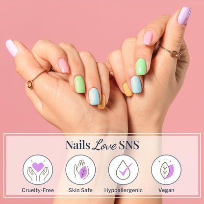 SNS professional liquid sealing agent for curing dip powder nail layers close up view