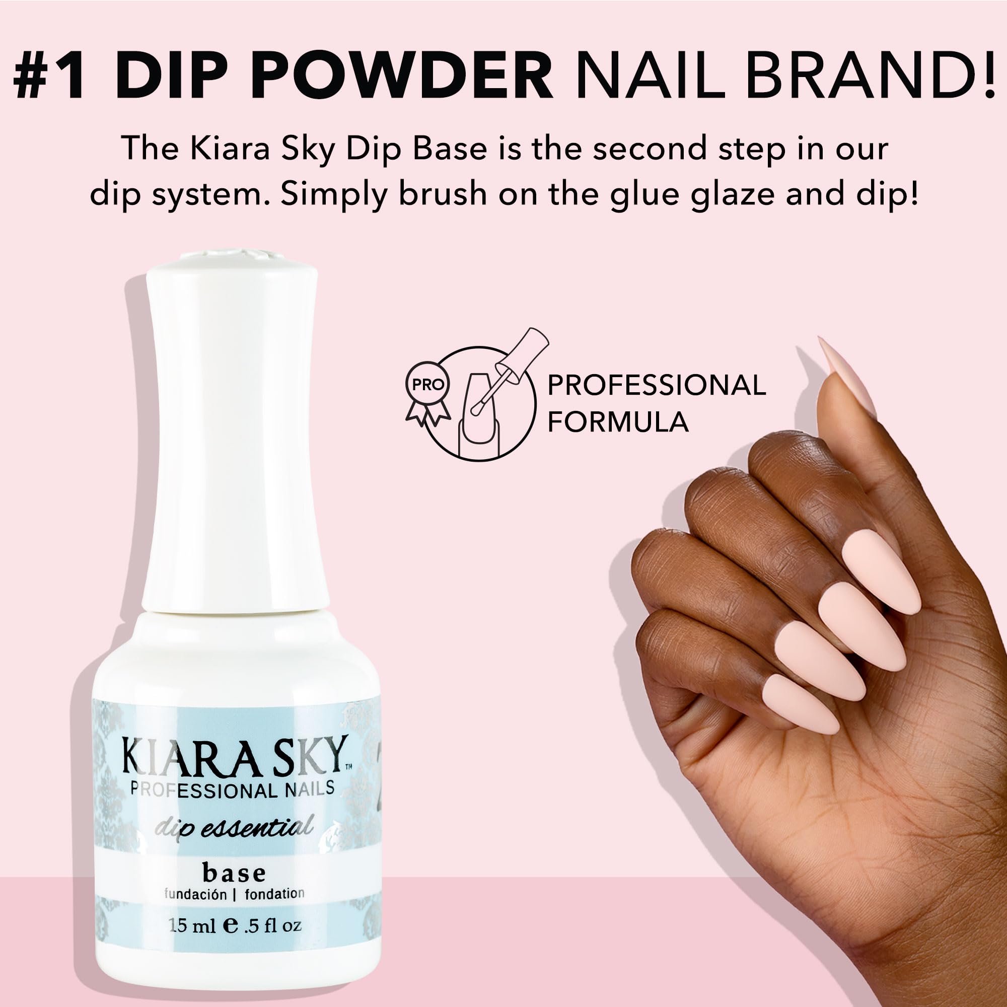 Kiara Sky professional dip manicure adhesive base layer clear glass packaging