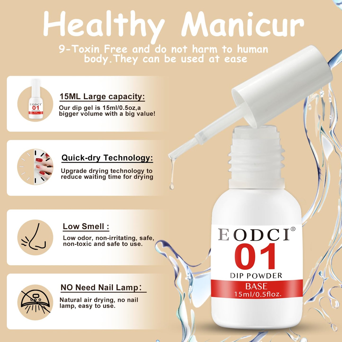 Premium imported non toxic nail dipping liquid set with large capacity bottles