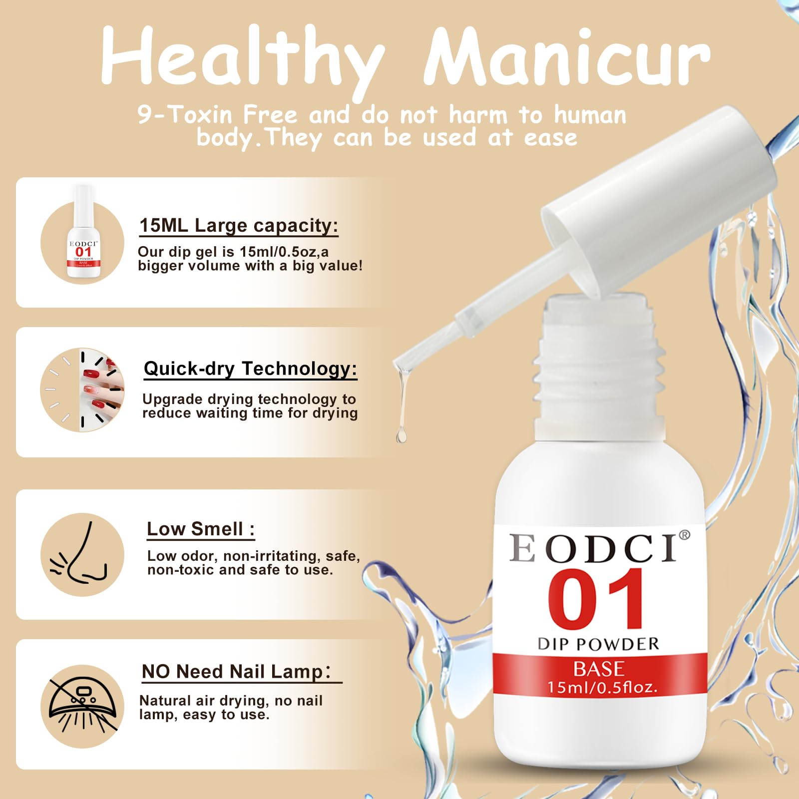 Premium imported non toxic nail dipping liquid set with large capacity bottles