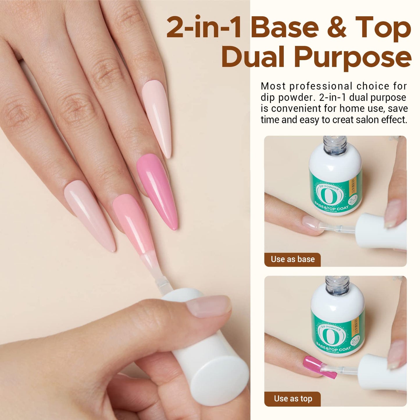 AZUREBEAUTY professional dipping powder liquids including base coat, activator, and matte top coat for salon manicures.