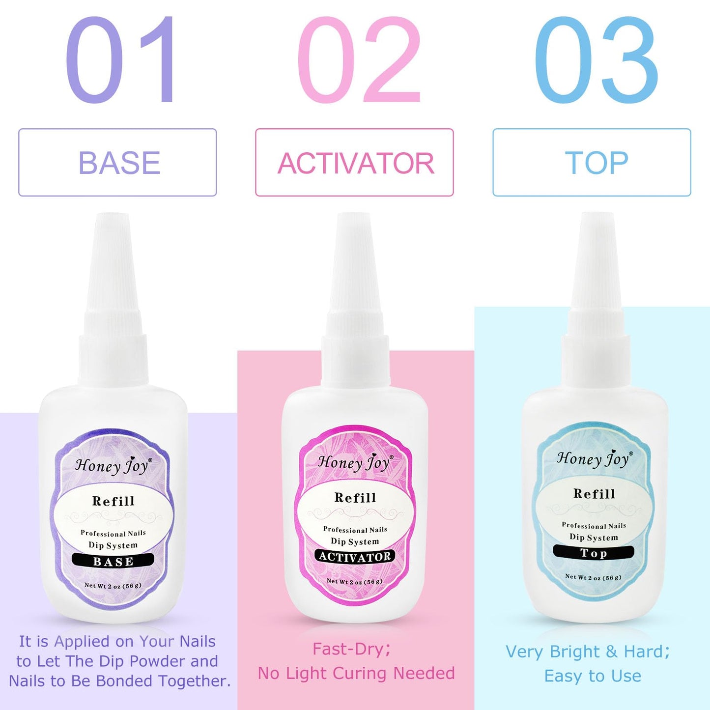 Premium resin-based dip nail liquid refill showing liquid volume details