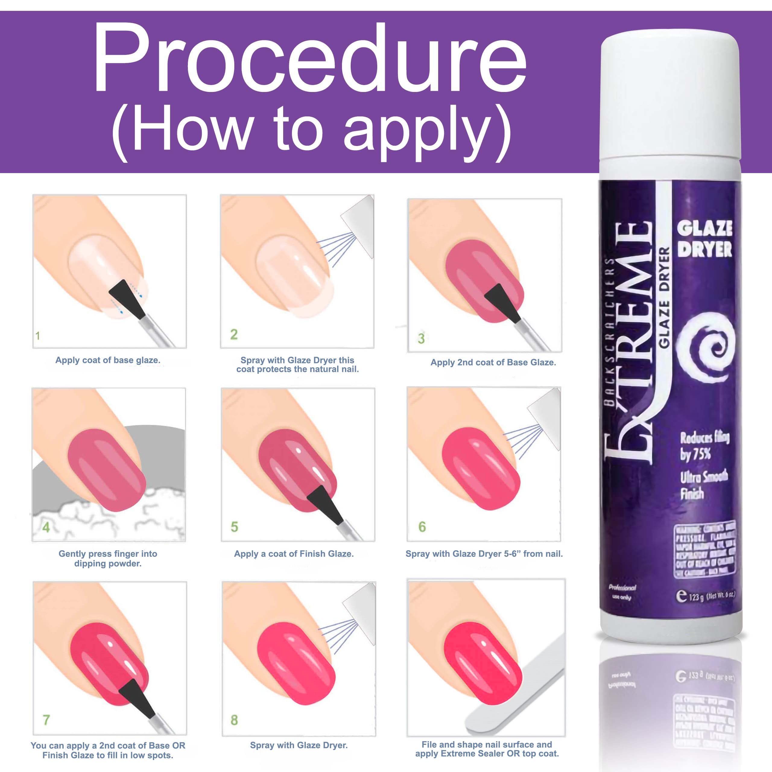 Base and finish coat activator spray bottle from Backscratchers professional collection