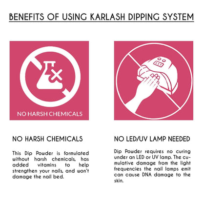 Authentic Karlash dip powder system liquid activator bottle packaging for home nail art.
