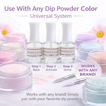 USA imported Sparkle and Co nail care set packaging displaying product volume labels.