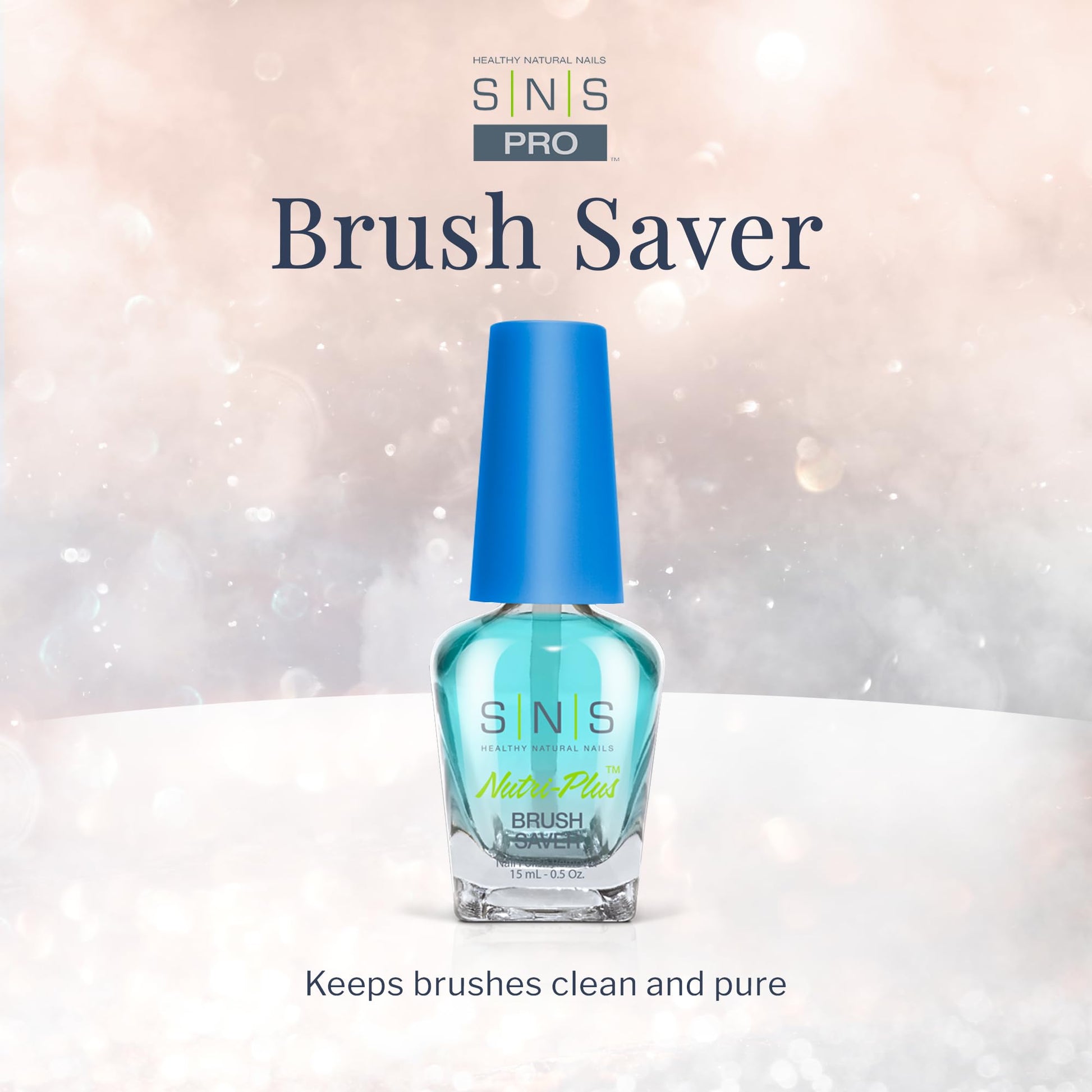 SNS Nutri Plus Brush Saver 15 milliliters bottle with blue cap for restoring hardened bristles