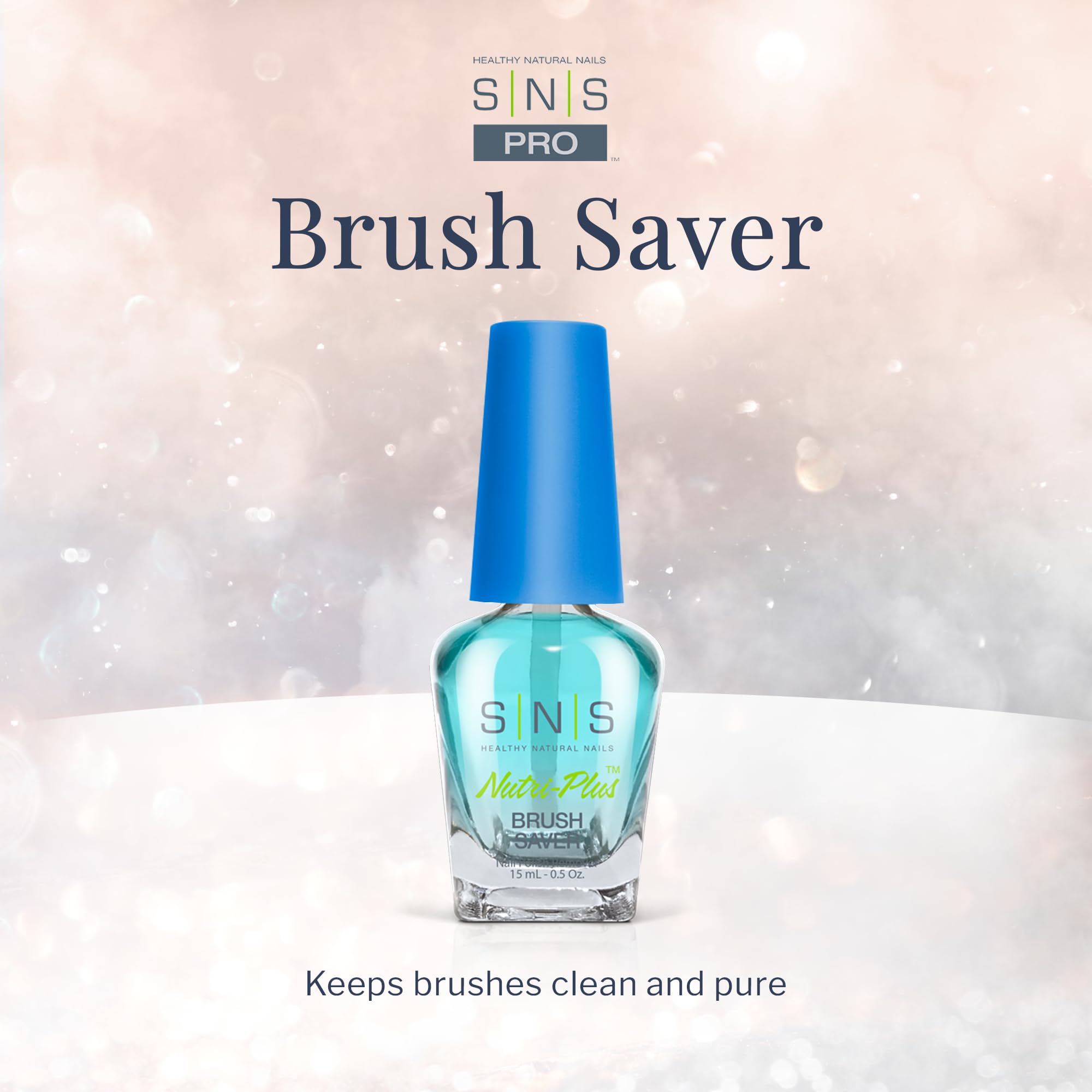 SNS Nutri Plus Brush Saver 15 milliliters bottle with blue cap for restoring hardened bristles