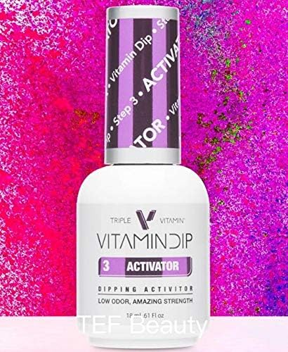Close up of Triple Vitamin nail liquid bottles USA imported