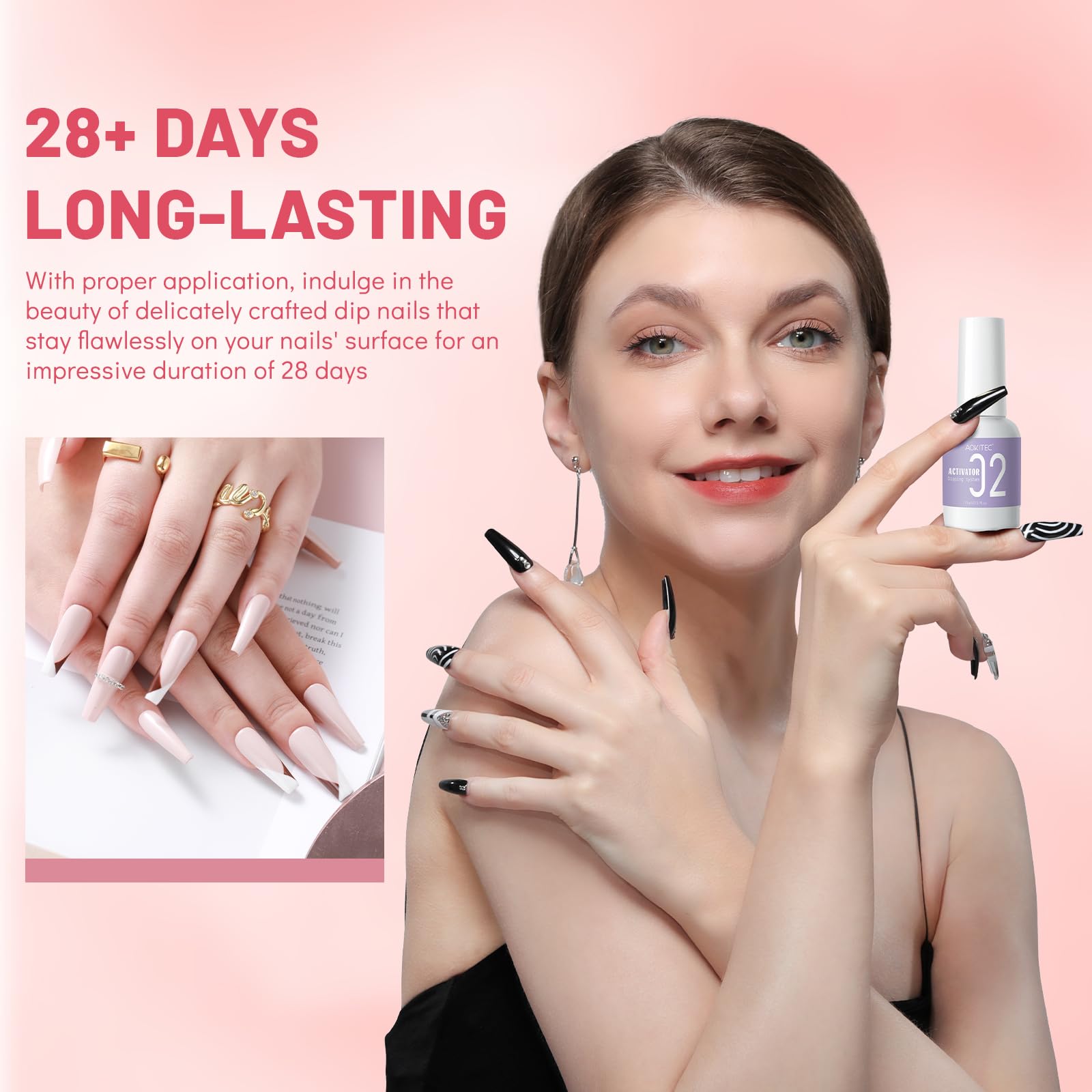 Aokitec liquid dipping system safe resin formulation bottles with wooden cuticle sticks