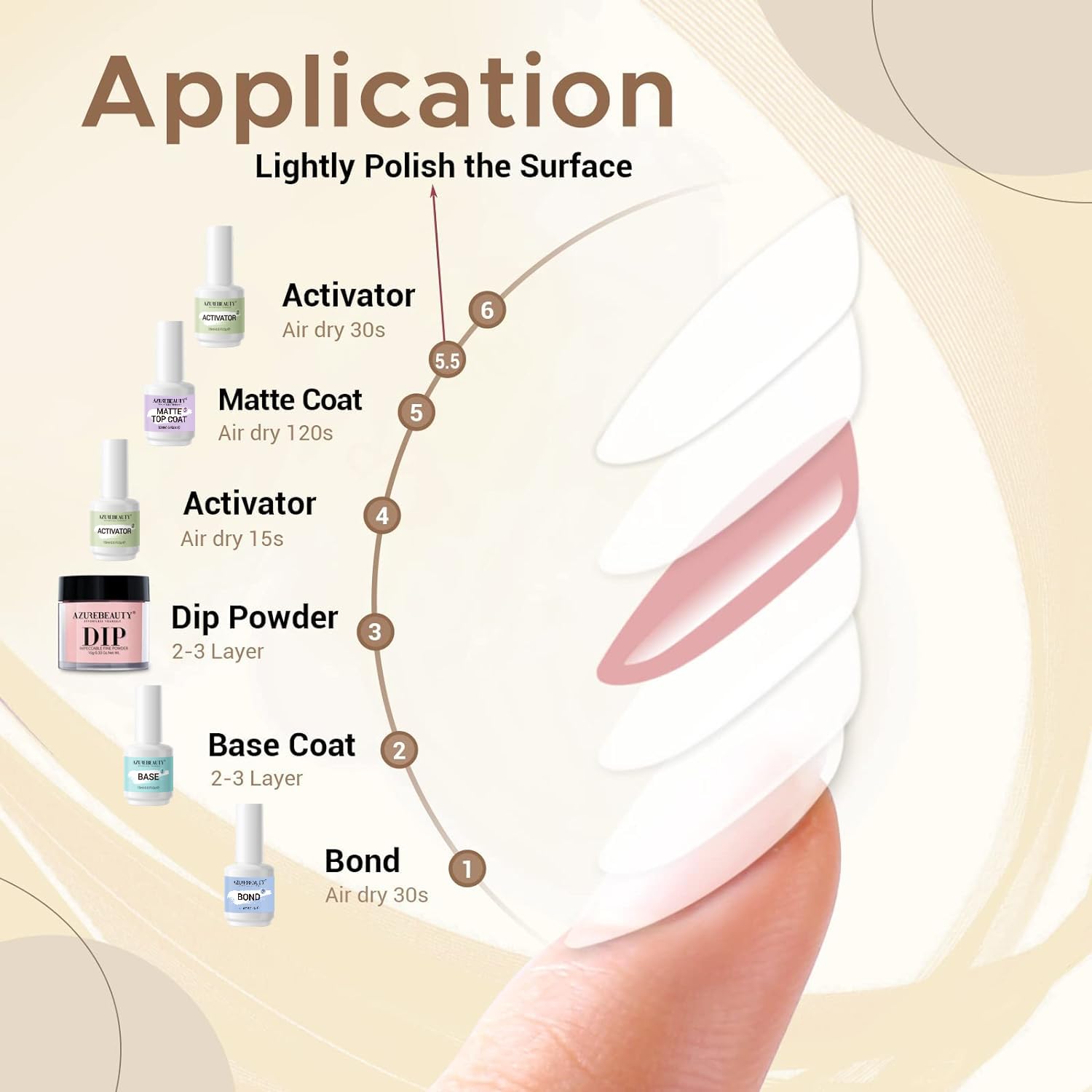USA imported AZUREBEAUTY professional DIY salon matte top coat liquid