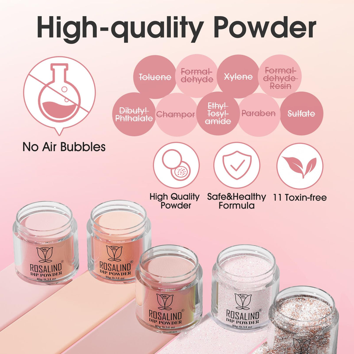 Complete packaging box of Rosalind dip powder starter set