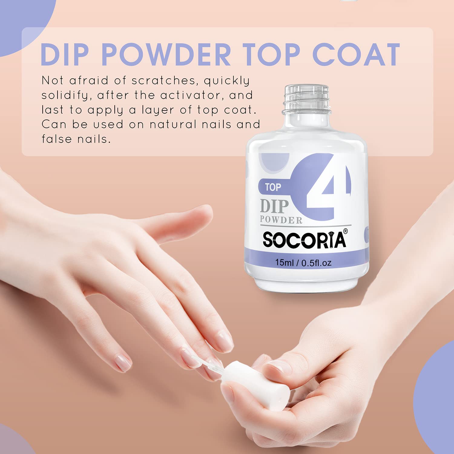 Step by step demonstration of applying the fast drying gloss layer over a finished French manicure design