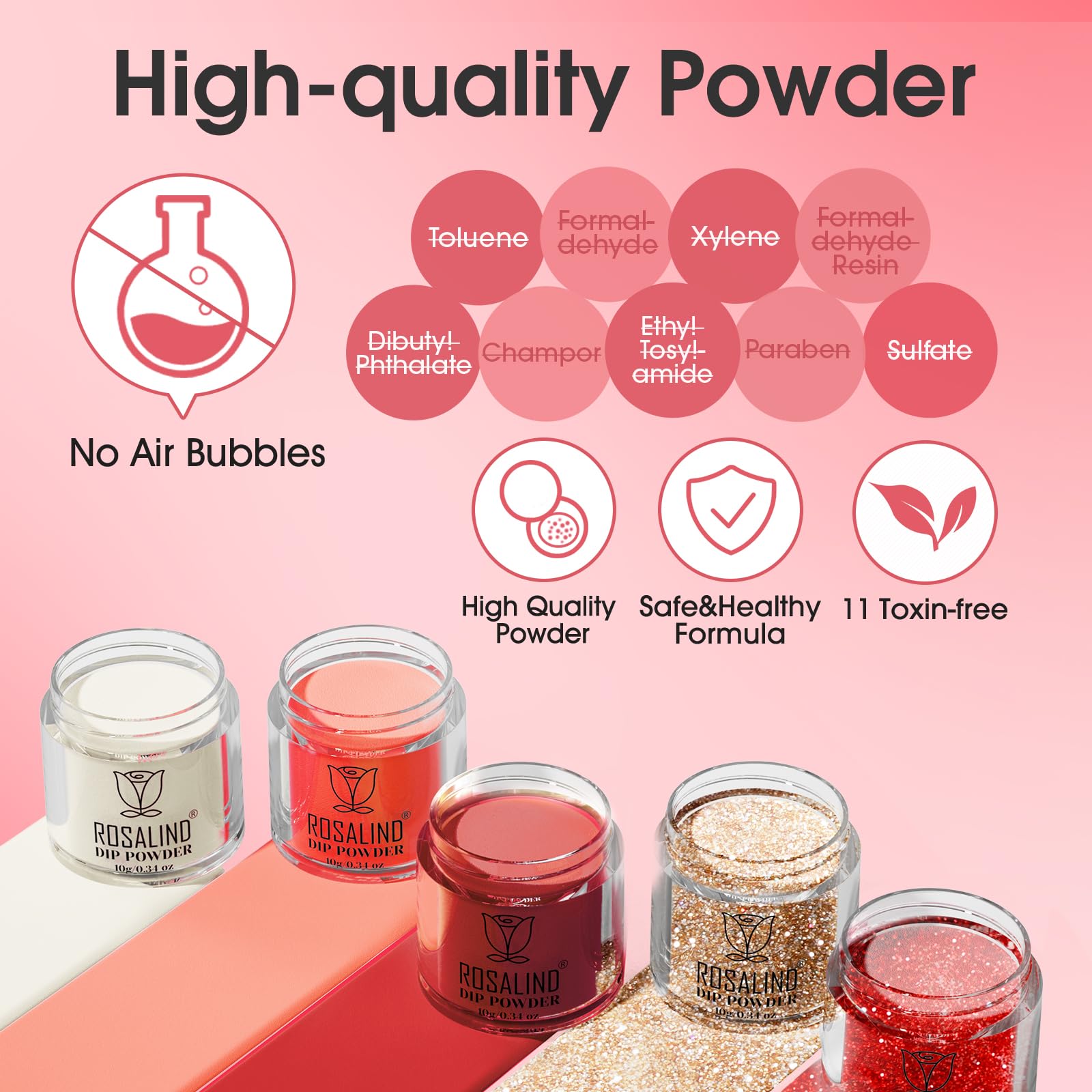 Durable chip-resistant nail art with Rosalind powders
