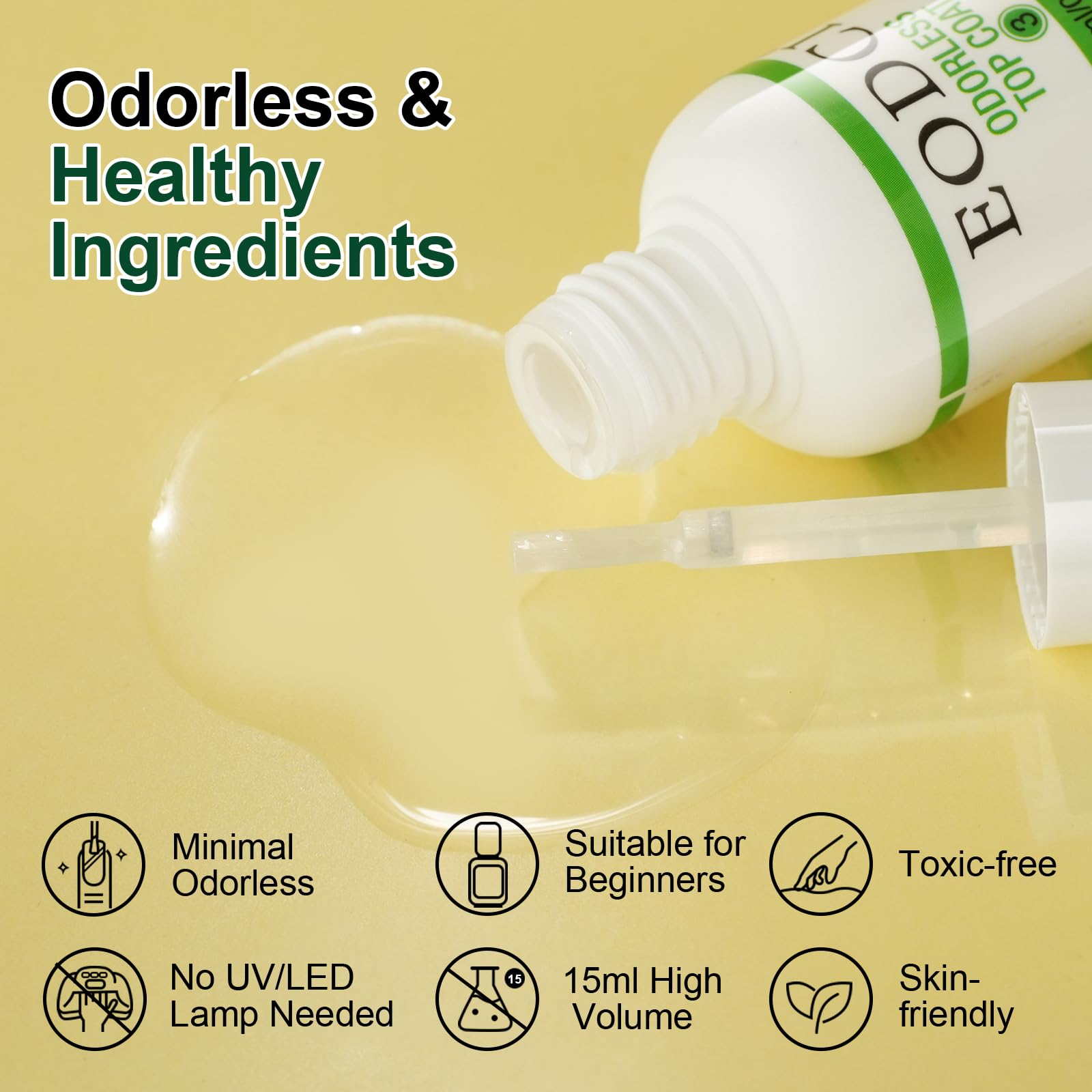 Eodci low odor dip nail starter kit with base activator and top coat liquids