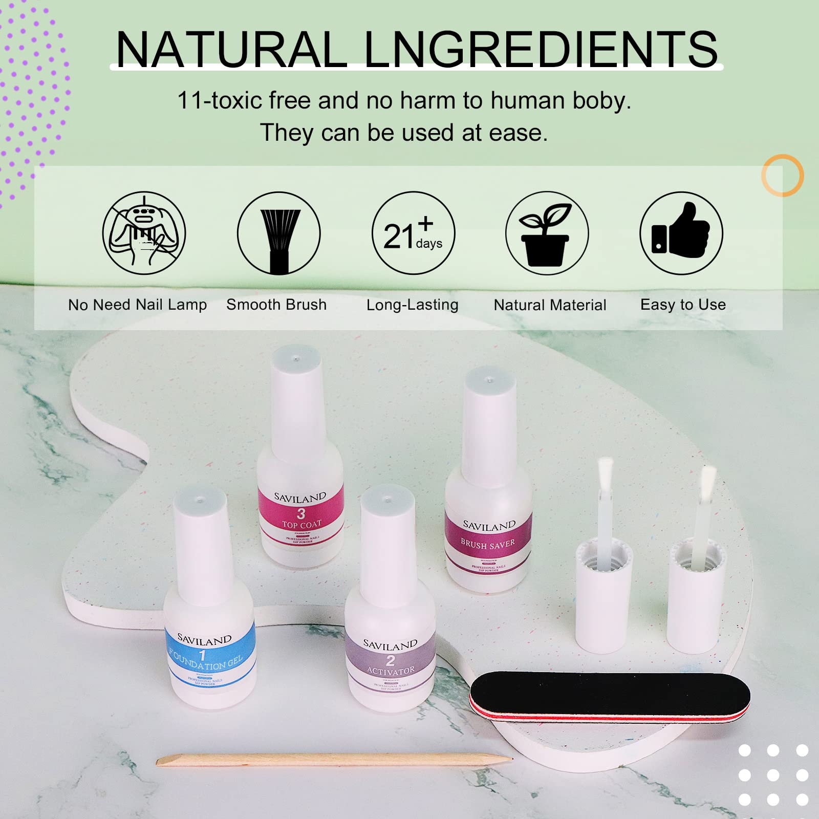 Saviland air dry dipping liquid essentials displaying the brush application style