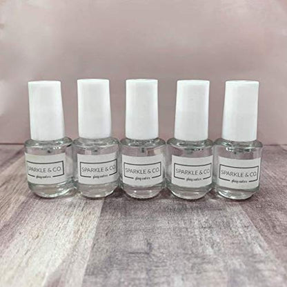 Authentic USA imported Sparkle & Co. shiny top coat mini liquids for long lasting nail protection.