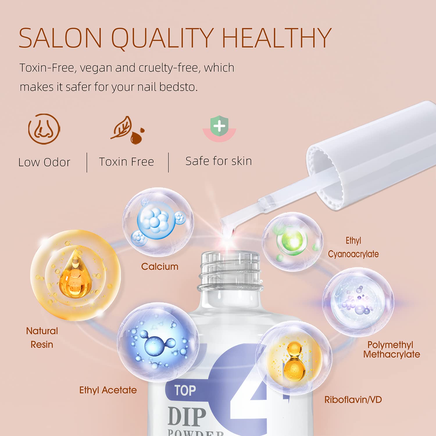 Dipping powder system essential top coat bottle