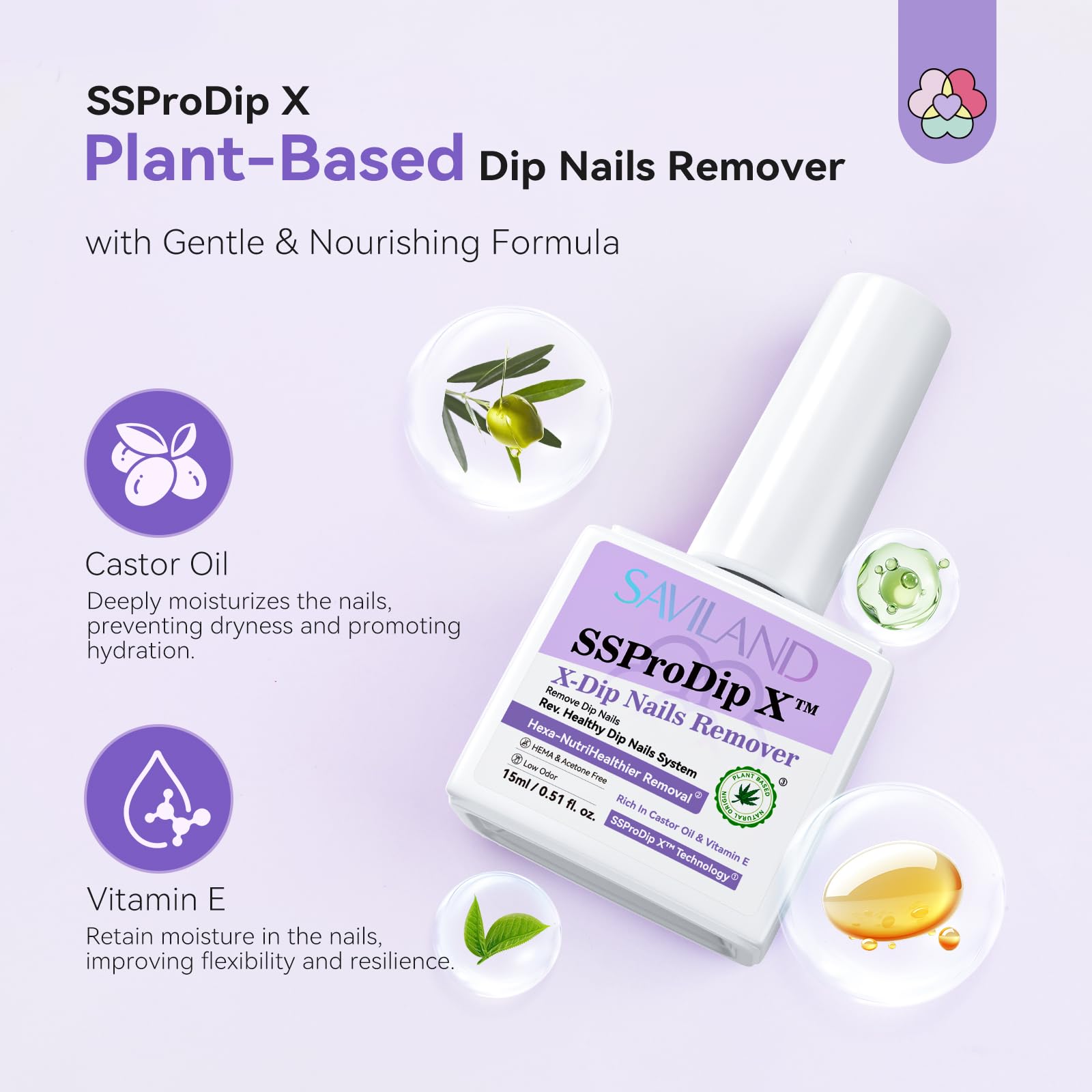 Saviland non toxic base coat and activator bottles for home manicure