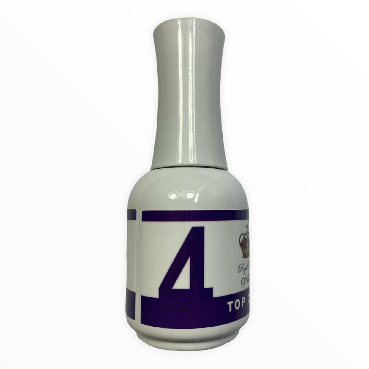 Glossy top coat for dip powder 15ml bottle angled view displaying product label details.