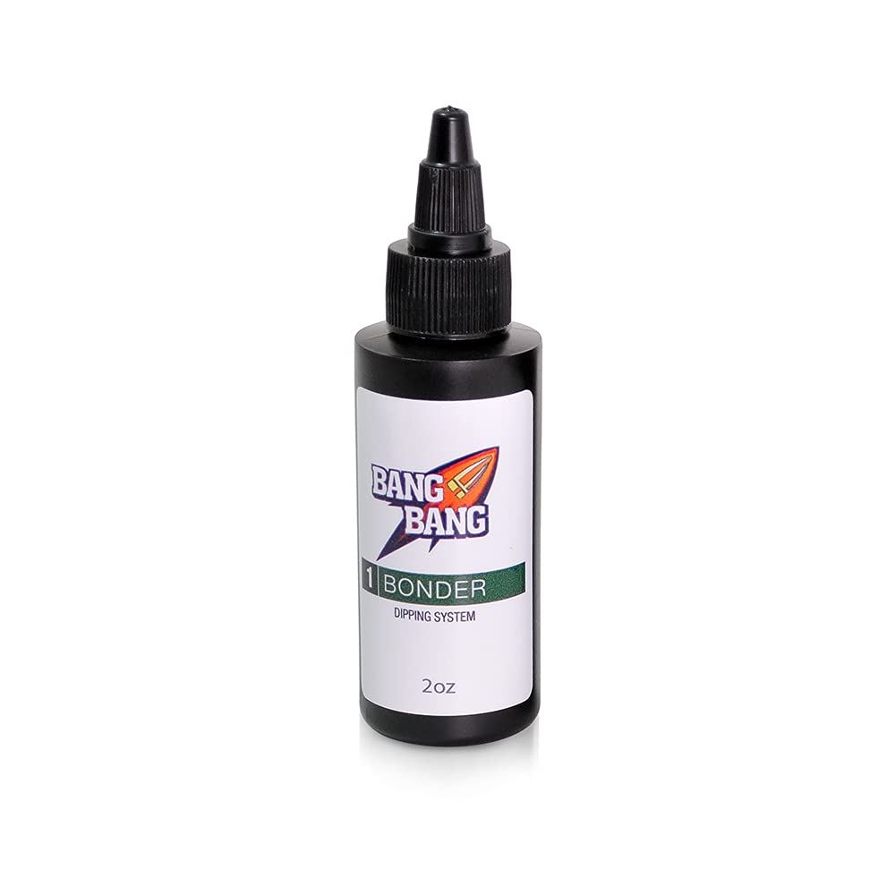 BangBang professional dip nail system showing bonder and base coat bottles