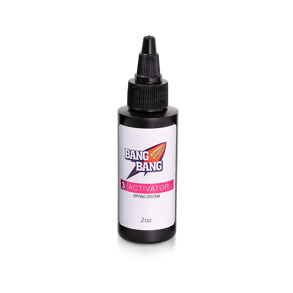 BangBang nail dipping kit solutions arranged in the correct application order