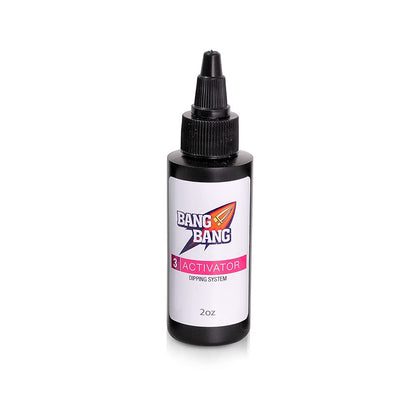 BangBang nail dipping kit solutions arranged in the correct application order