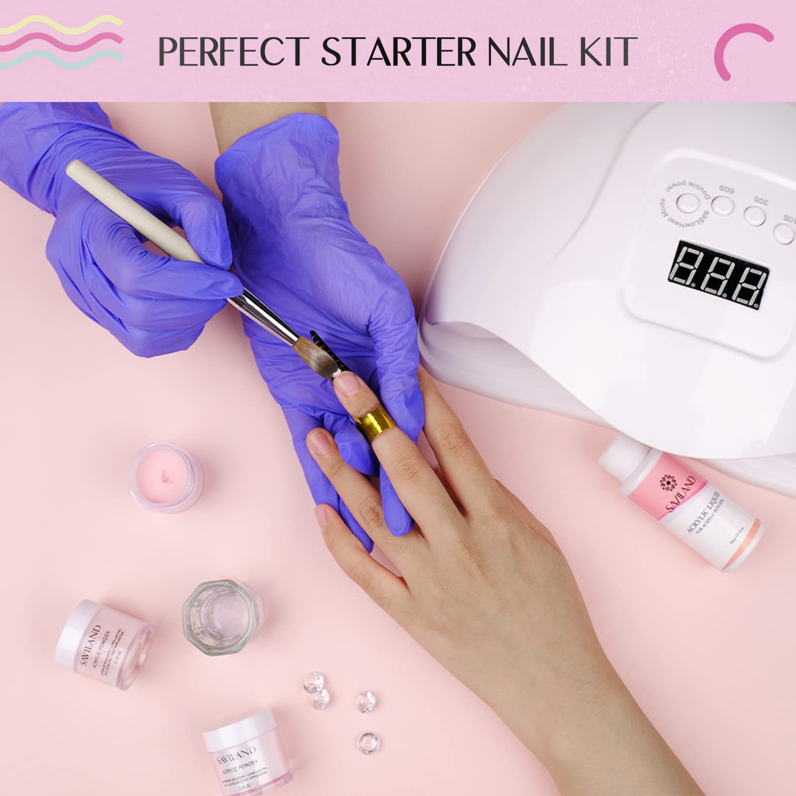 Complete contents of Saviland home practice nail kit spread out