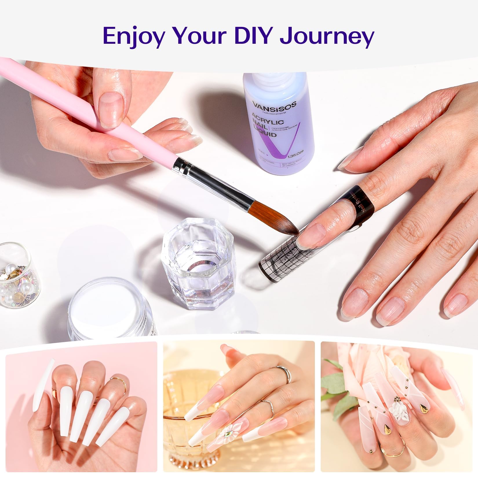 DIY nail extension supplies in acrylic kit