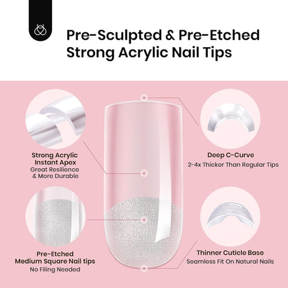 Professional manicure result using Beetles Tipex square tips