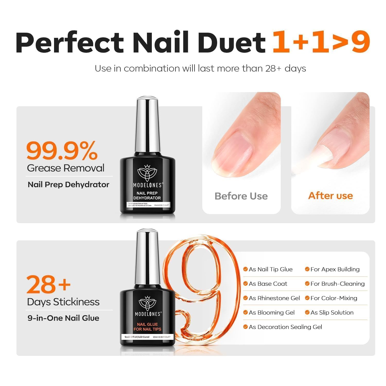 Modelones 510 pieces medium almond nail tips display