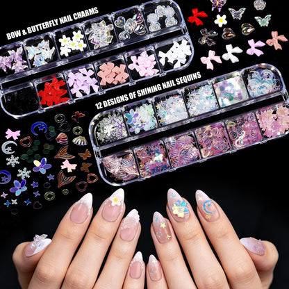 Display of 300 almond false nail tips included in Teenitor kit
