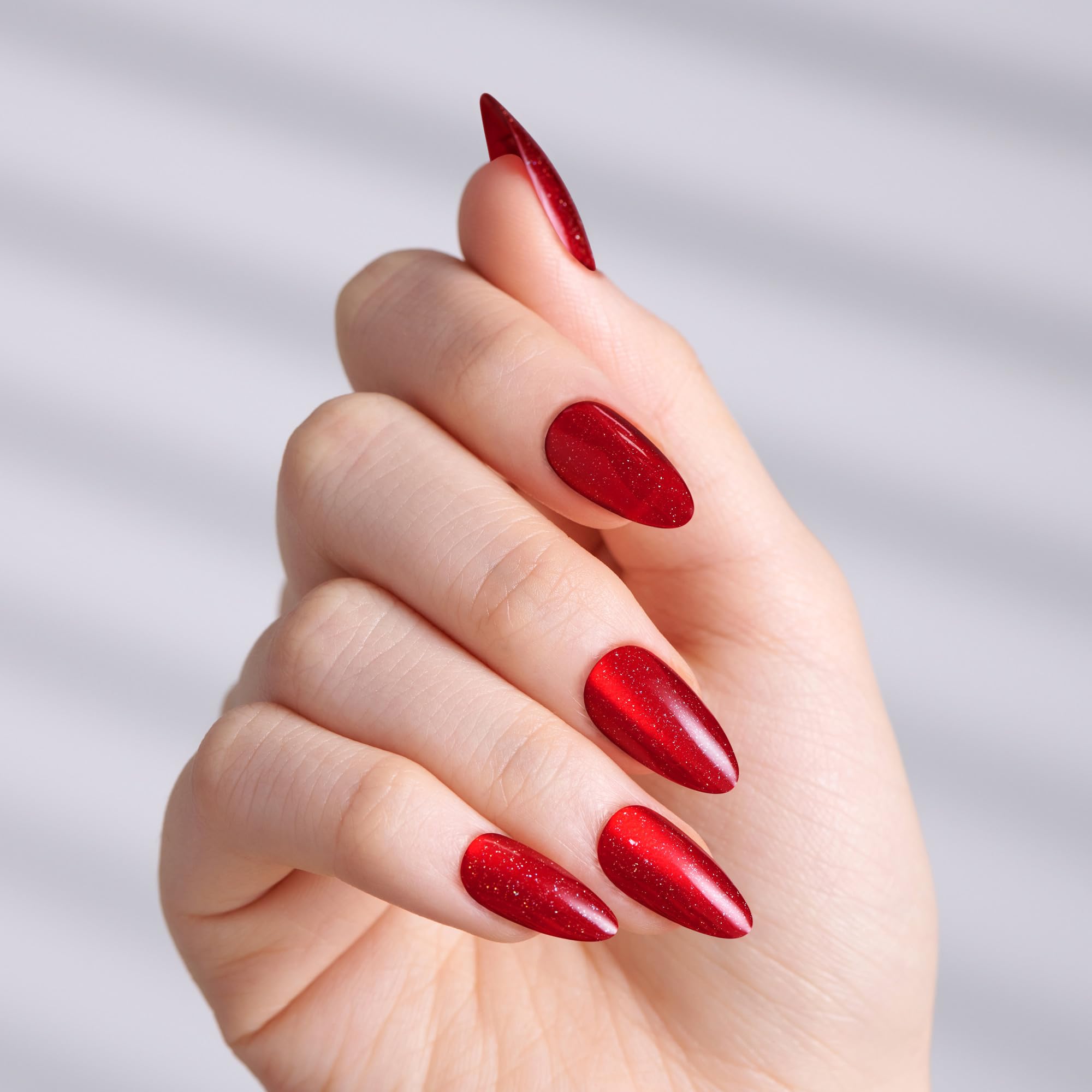 Kiss Carol For You almond shape red holiday nails packaging