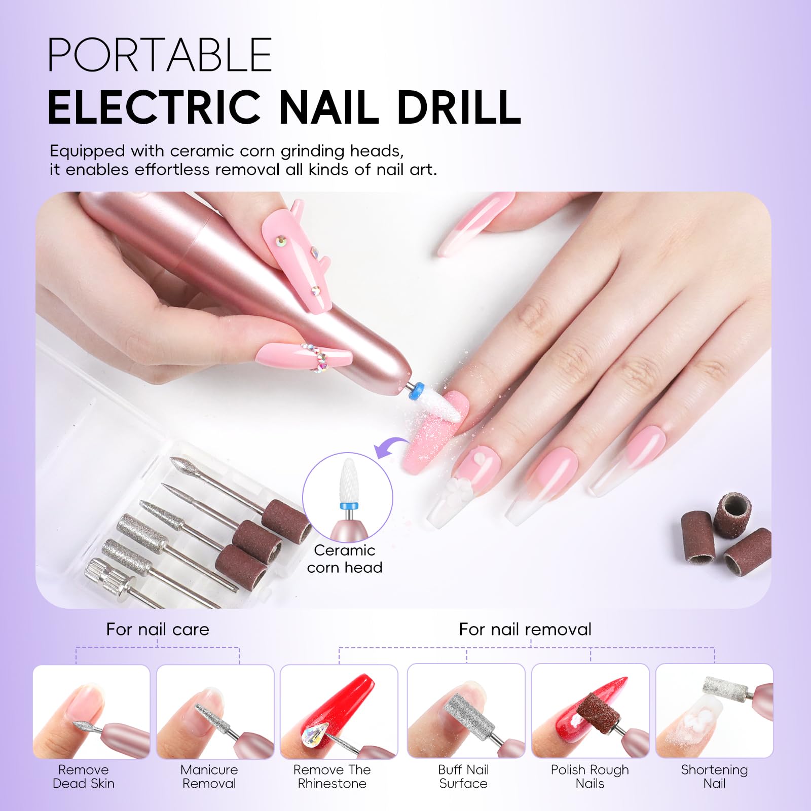 Electric nail drill and bits included in Peacecolor kit
