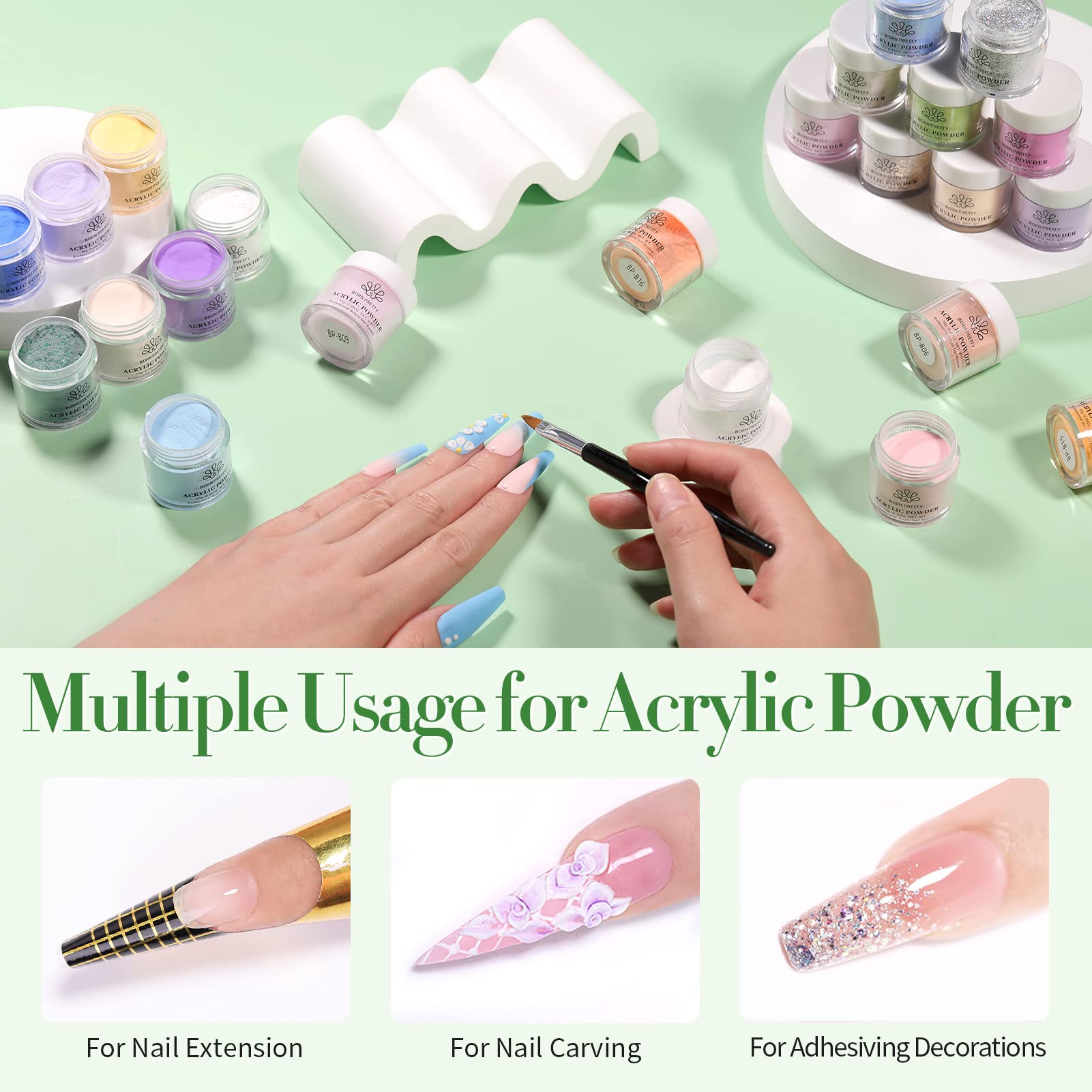 Professional acrylic nail art extension demonstration