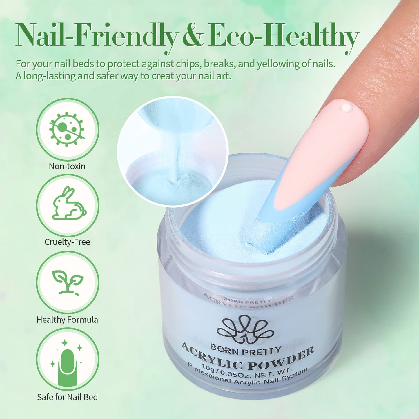 3D nail carving made with Born Pretty acrylic powder