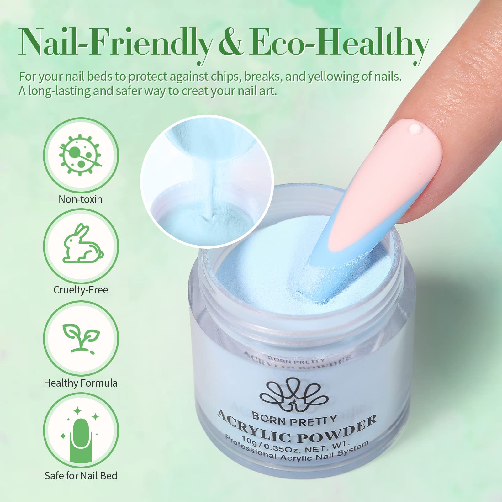 3D nail carving made with Born Pretty acrylic powder