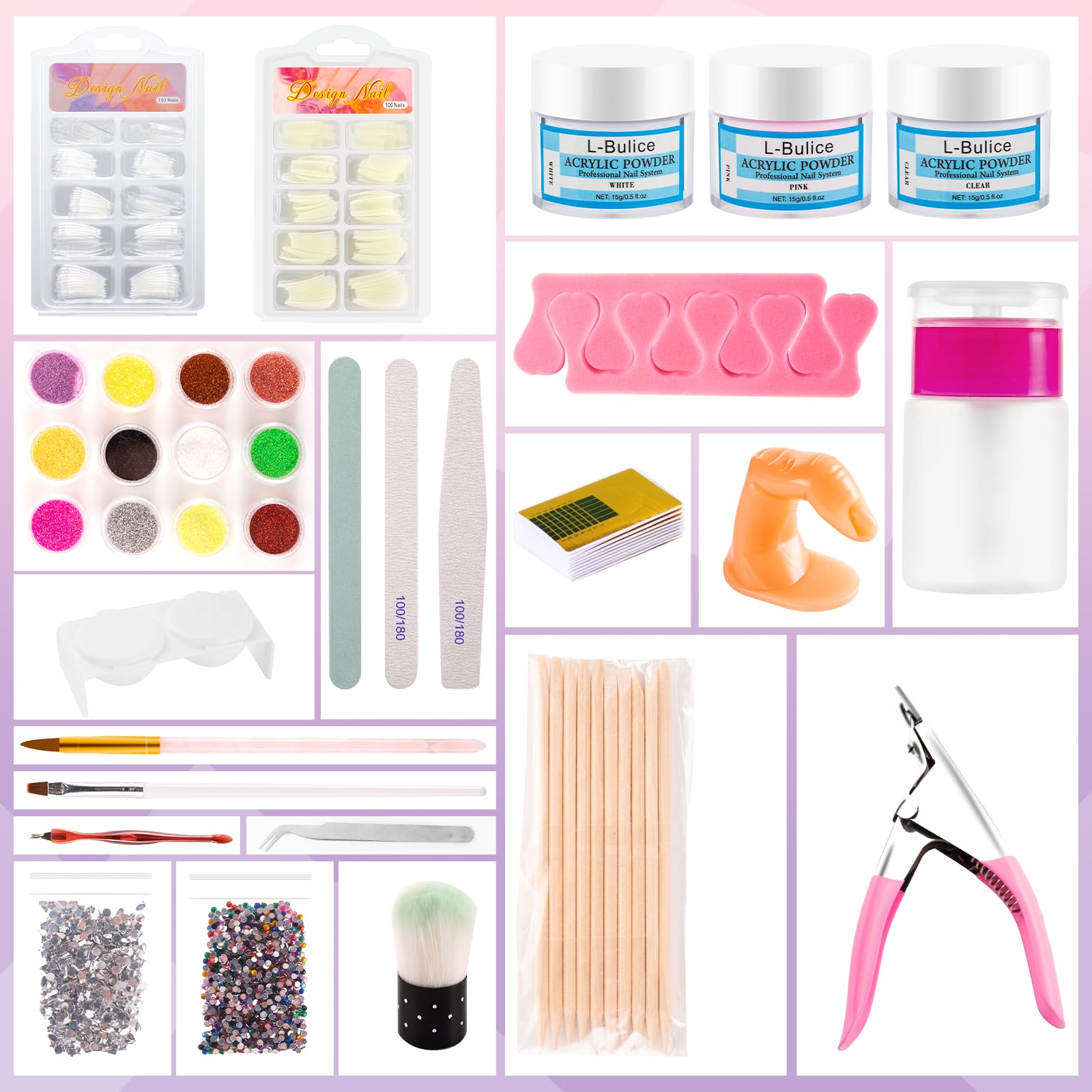 Professional nail care tools including clipper file and brush from L-Bulice