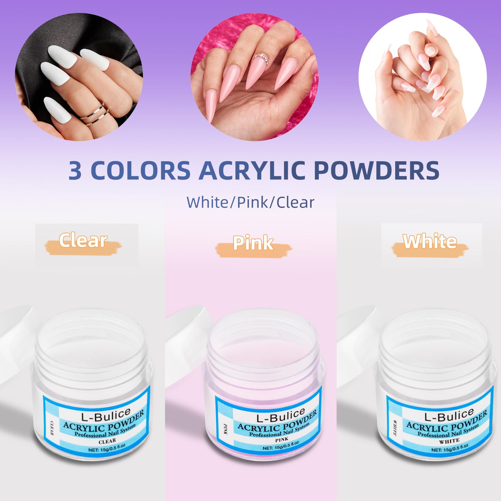 L-Bulice all in one acrylic manicure set for home use